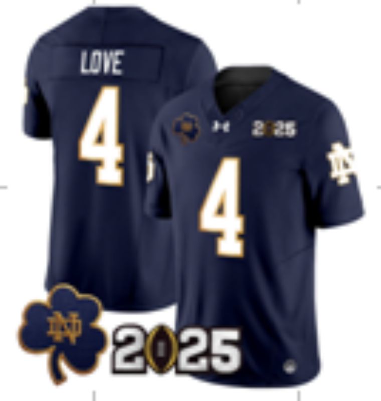 Men Norte Dame Fighting Irish #4 Love Blue 2025 NCAA Jersey 002